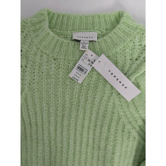 Topshop Pale Green Chunky Knit Sweater - Picture 2 of 9